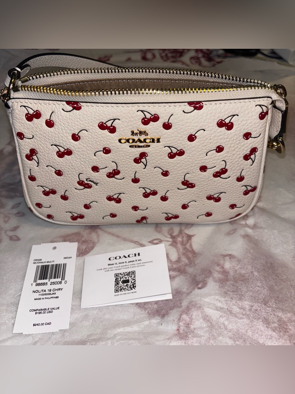 Coach Nolita 19 With Cherry Print Bag CEX29 New - Picture 8 of 12